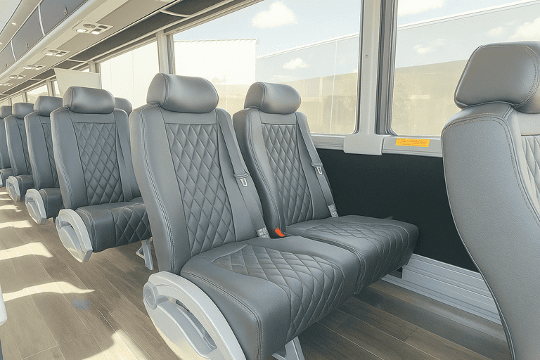 interior of St Cloud Coach Bus Service charter bus